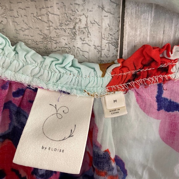 E By eloise floral short sleeve blouse M - Picture 4 of 6